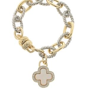CZ & MOP Clover Charm Bracelet